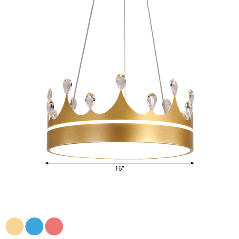 Crown kroonluchter licht modernisme metaalroze/blauw/goud led gesuspendeerde verlichtingsarmatuur met kristaldeco