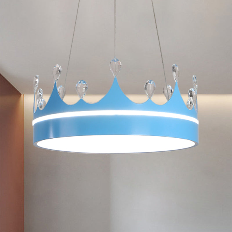 Crown kroonluchter licht modernisme metaalroze/blauw/goud led gesuspendeerde verlichtingsarmatuur met kristaldeco