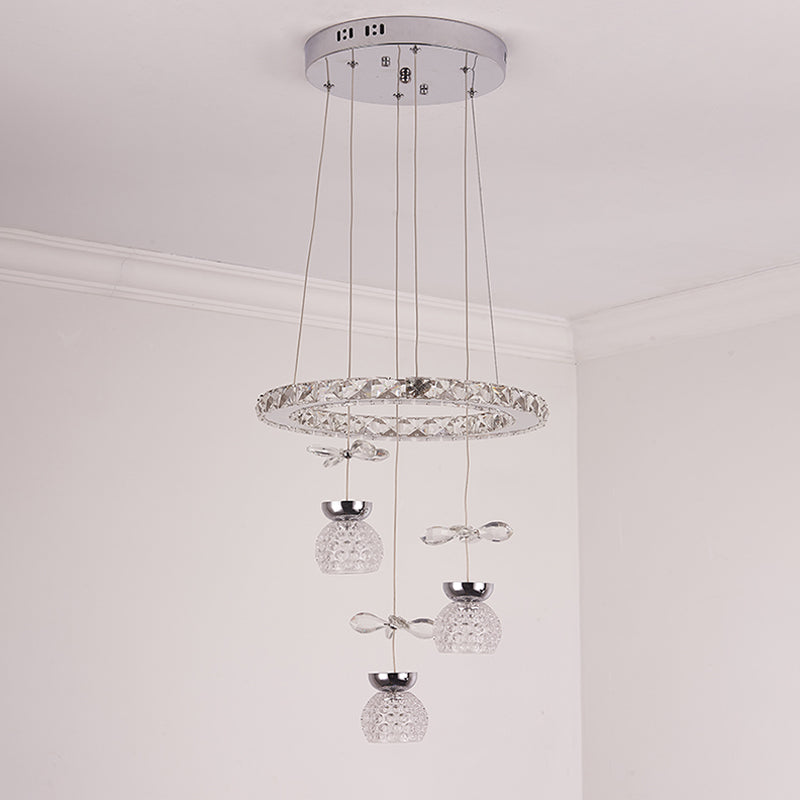 K9 Crystal Global Chandelier Lamp Modern 3/5 bollen plafondhanger met hoepelontwerp in Chrome