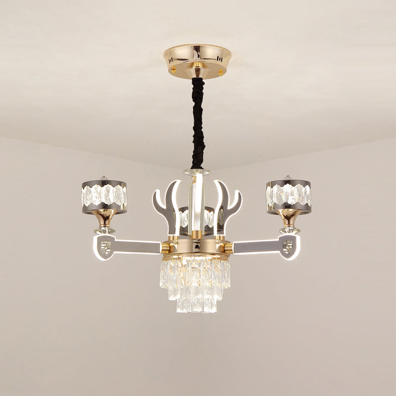 Drum hanger kroonluchter modern K9 Crystal 3-head chroom plafond hang armatuur met gewei ontwerp