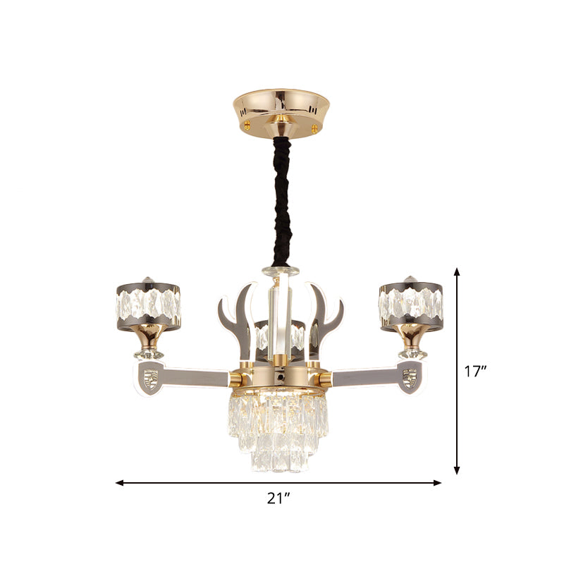 Drum hanger kroonluchter modern K9 Crystal 3-head chroom plafond hang armatuur met gewei ontwerp