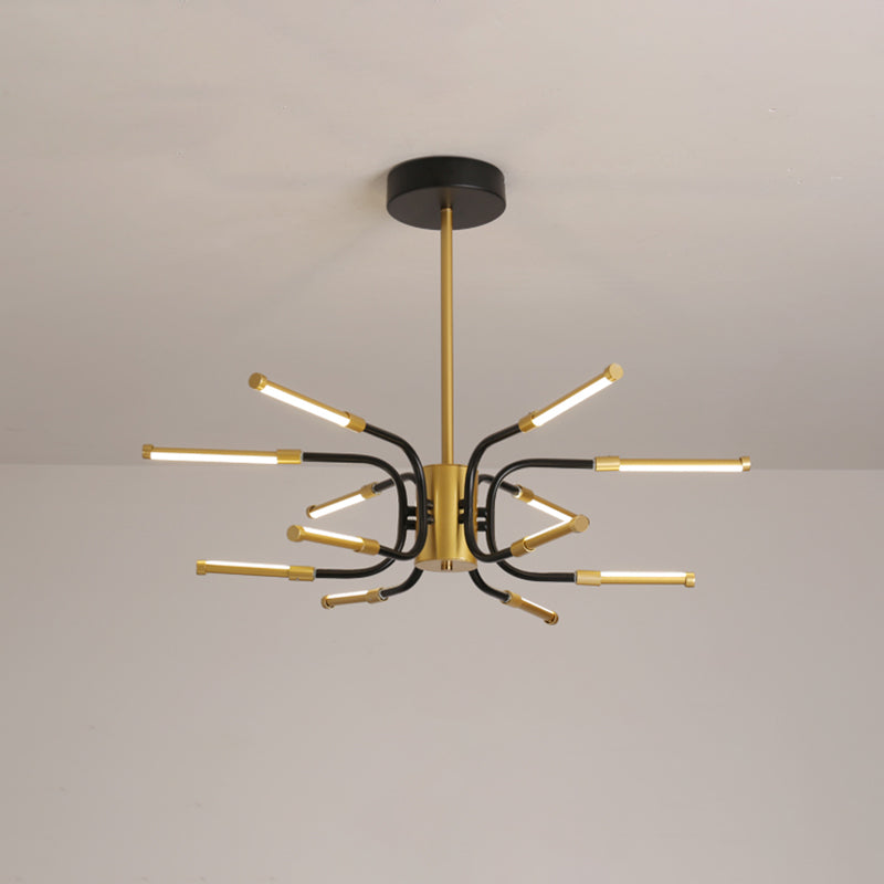 Black-gouden u-vorm kroonluchter minimalistische 12-head metallic hangende plafondlamp in warm/wit licht