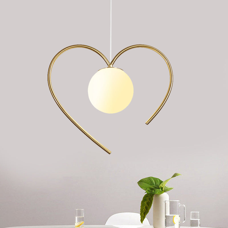 Zugesperrter Glasball-Pendel leichte moderne 1-Kopf-Goldhanglampen-Kit mit Flügeln/Bowknot/Loving Heart Design