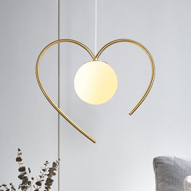 Zugesperrter Glasball-Pendel leichte moderne 1-Kopf-Goldhanglampen-Kit mit Flügeln/Bowknot/Loving Heart Design