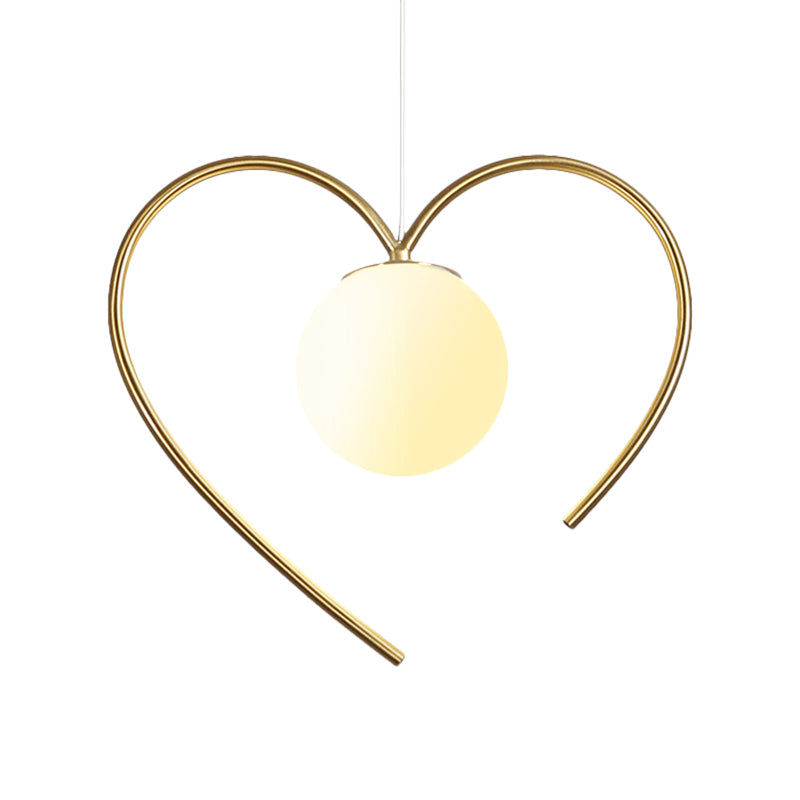 Zugesperrter Glasball-Pendel leichte moderne 1-Kopf-Goldhanglampen-Kit mit Flügeln/Bowknot/Loving Heart Design