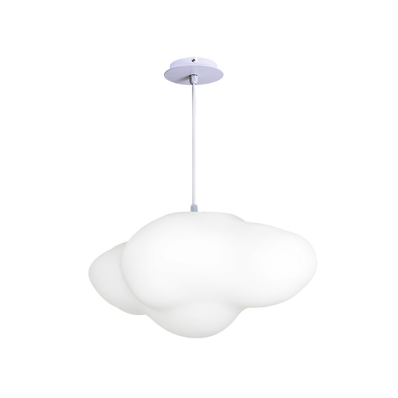 White Cloud Suspension Light Cartoon 1-Head Plastic Hanging Ceiling Lamp for Playroom