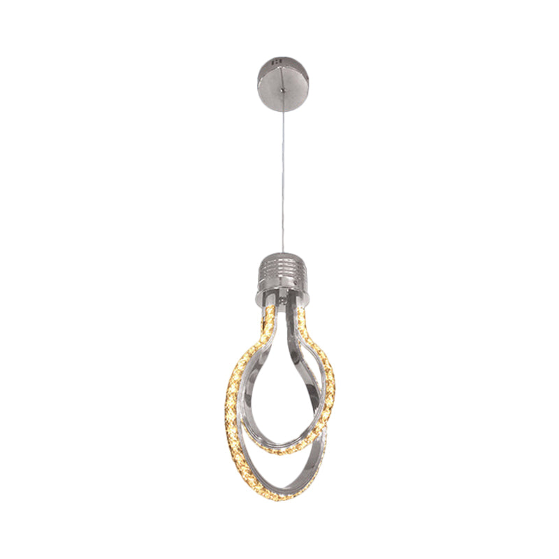 Lampachtig frame metalen hanglamp moderne LED chroom suspensieverlichting in warm/wit licht