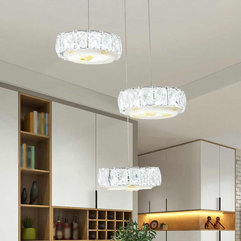 Gefacetteerde kristalcirkel hangende lampkit moderne led multi hanger met jade bloemontwerp in chroom, warm/wit licht