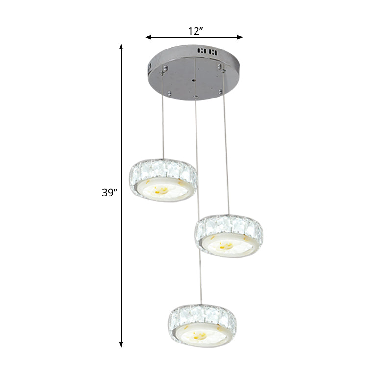 Gefacetteerde kristalcirkel hangende lampkit moderne led multi hanger met jade bloemontwerp in chroom, warm/wit licht