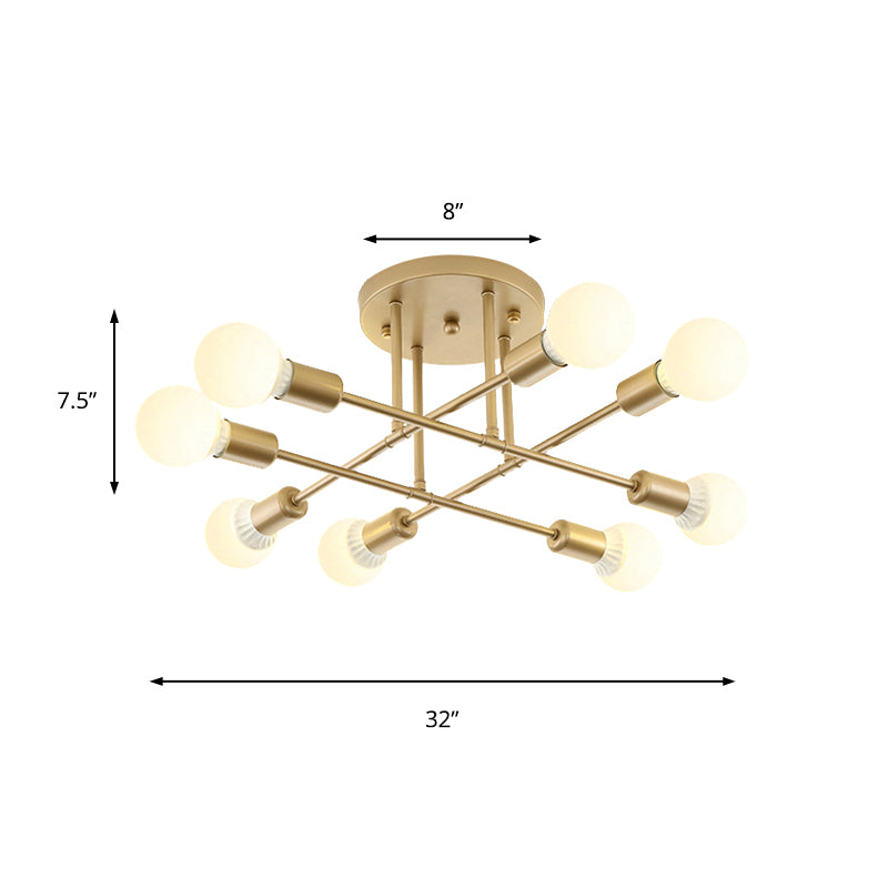 Bookstore Living Room Stacked Ceiling Light Metal Contemporary Semi Ceiling Mount Light