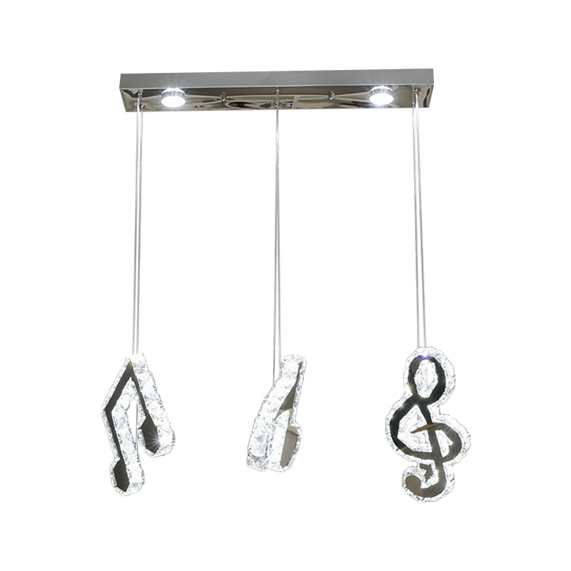 Muzieknotitie Suspensie Licht Minimalisme Gesneden kristal LED roestvrijstalen meervoudige lamp hanger