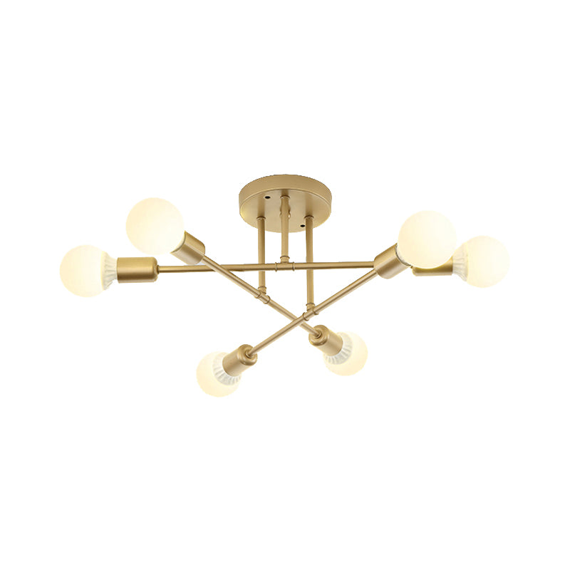 Bookstore Living Room Stacked Ceiling Light Metal Contemporary Semi Ceiling Mount Light