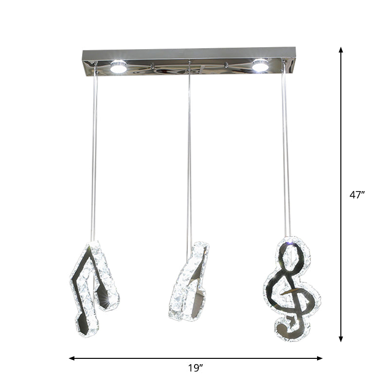 Muzieknotitie Suspensie Licht Minimalisme Gesneden kristal LED roestvrijstalen meervoudige lamp hanger
