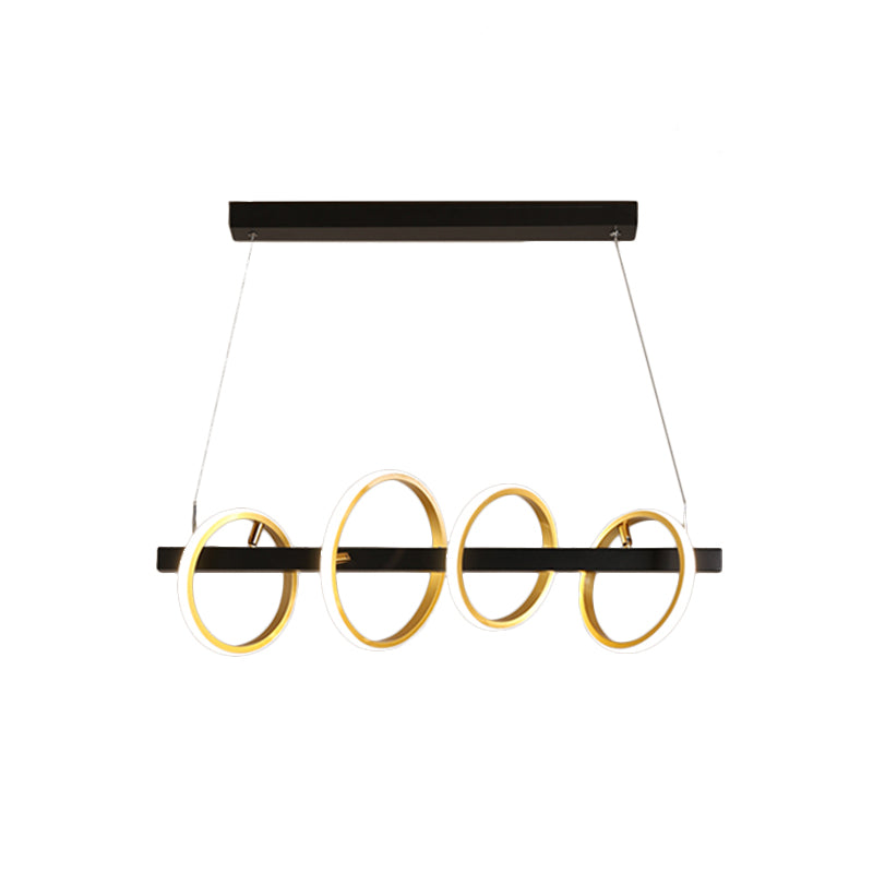 Simple Circles Ceiling Pendant Metal 4/5 Heads Dining Room Island Lighting Ideas in Gold, Warm/White Light