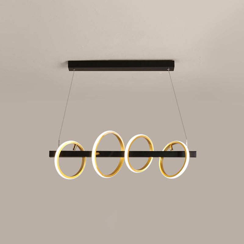Simple Circles Ceiling Pendant Metal 4/5 Heads Dining Room Island Lighting Ideas in Gold, Warm/White Light