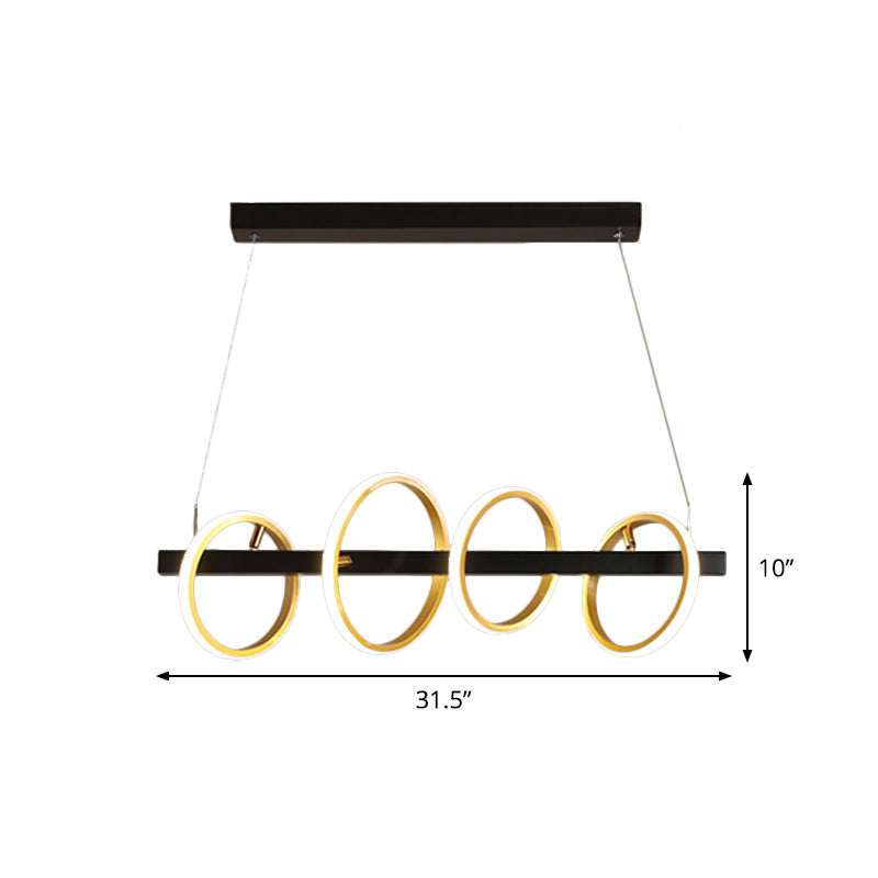 Simple Circles Ceiling Pendant Metal 4/5 Heads Dining Room Island Lighting Ideas in Gold, Warm/White Light