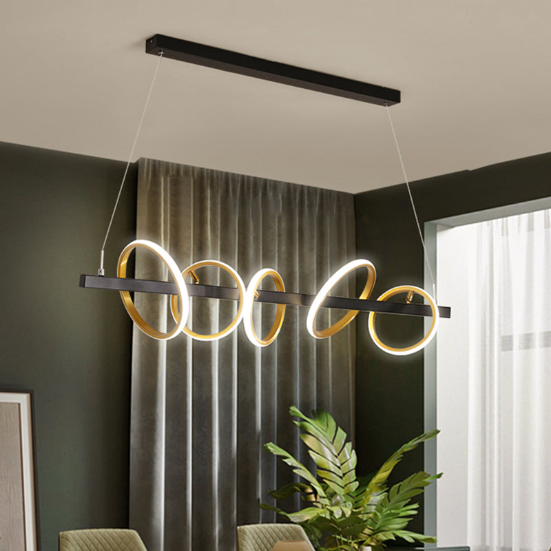 Simple Circles Ceiling Pendant Metal 4/5 Heads Dining Room Island Lighting Ideas in Gold, Warm/White Light
