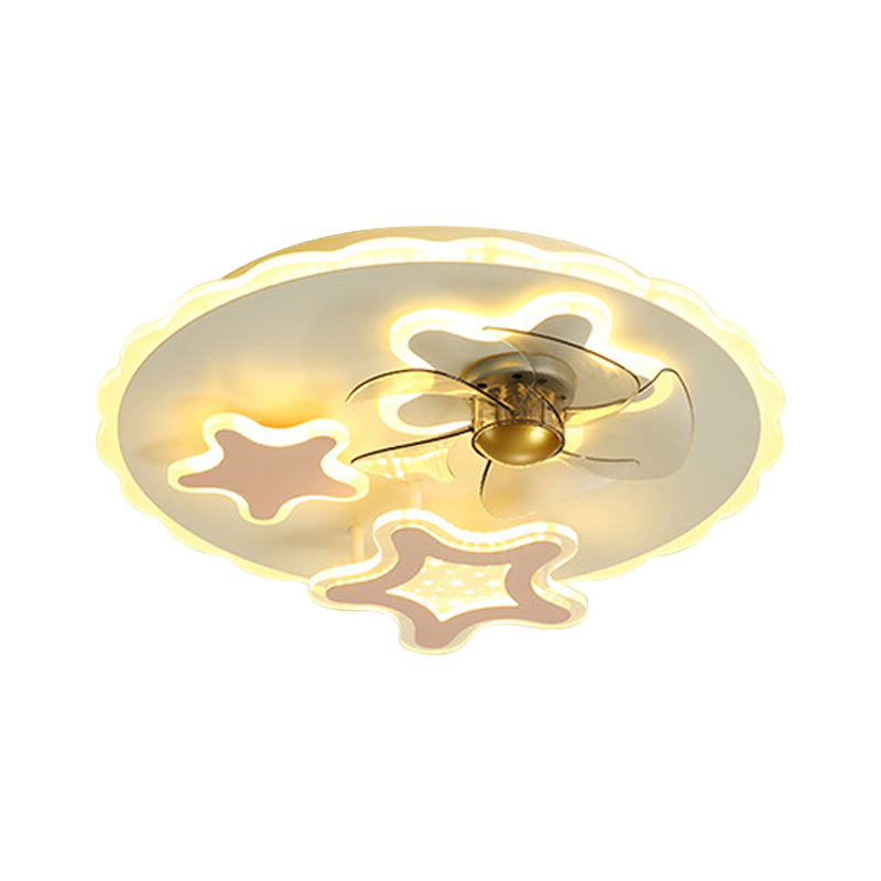 Luz de ventilador colgante de estrella de 20.5 "W LED Nordic Metal Semi Flush Mount con 5 cuchillas