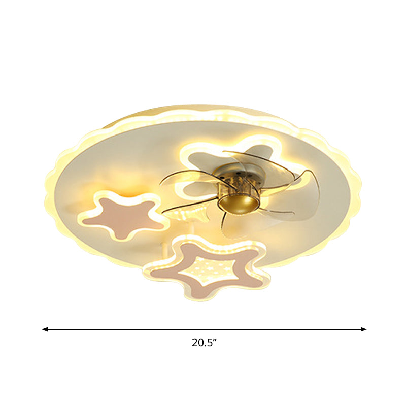 Luz de ventilador colgante de estrella de 20.5 "W LED Nordic Metal Semi Flush Mount con 5 cuchillas