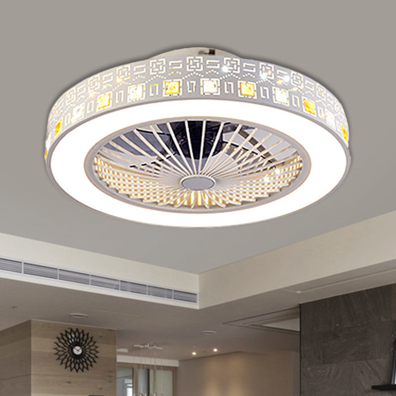 19,5 "/21.5" W LED -Salon Semi Flush Modernismus Chrom Hängende Lüfterlicht mit kreisförmiger Acrylschatten