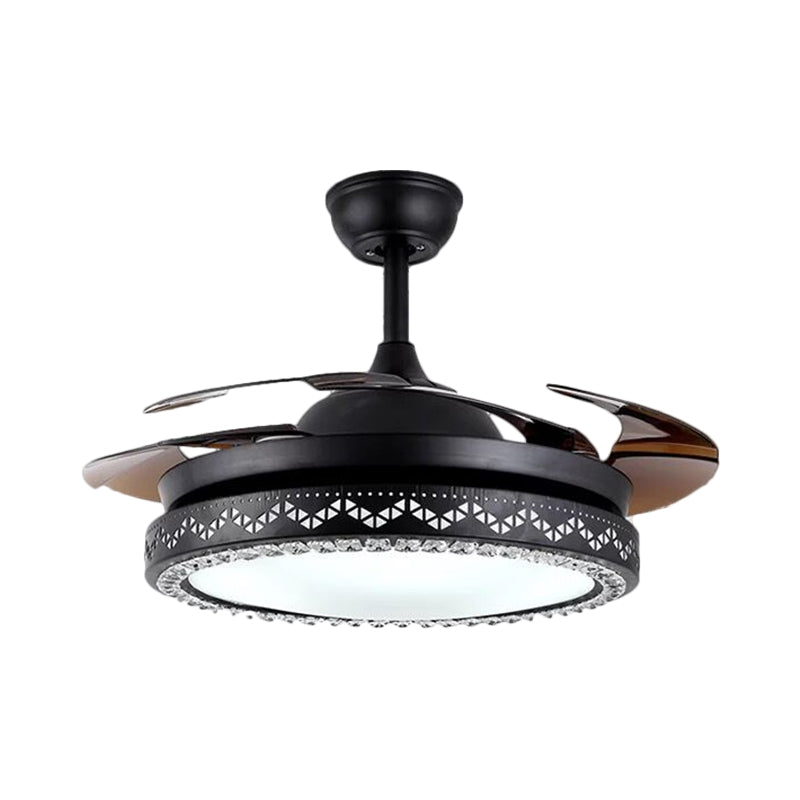 Kreisförmige Restaurant Deckenventilator Lampe Acryl 19 "breit LED Einfache Halbflush -Beleuchtung in Schwarz/Gold