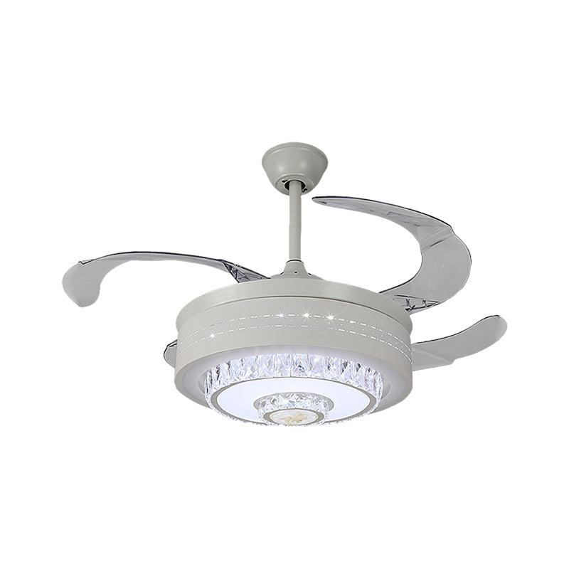 Illuminazione semi-filo circolare moderna metallo da 19 "w a led a soffitto ventola lampada in bianco, a 4 lame