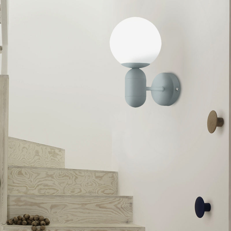 Metalen capsule SCONCE LICHT MET GLOBE TADE HALLWAY FOYER 1 Lichte macaron -stijl wandlamp
