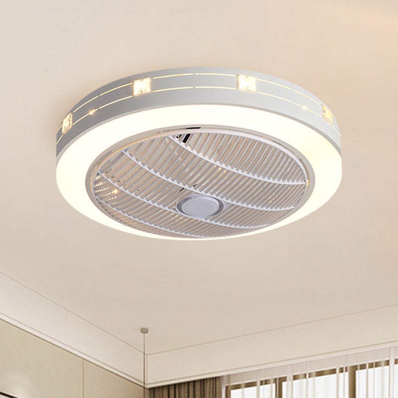 23 "W Round acrylique suspendu au ventilateur modernisme modernisme LED blanc semi-rince