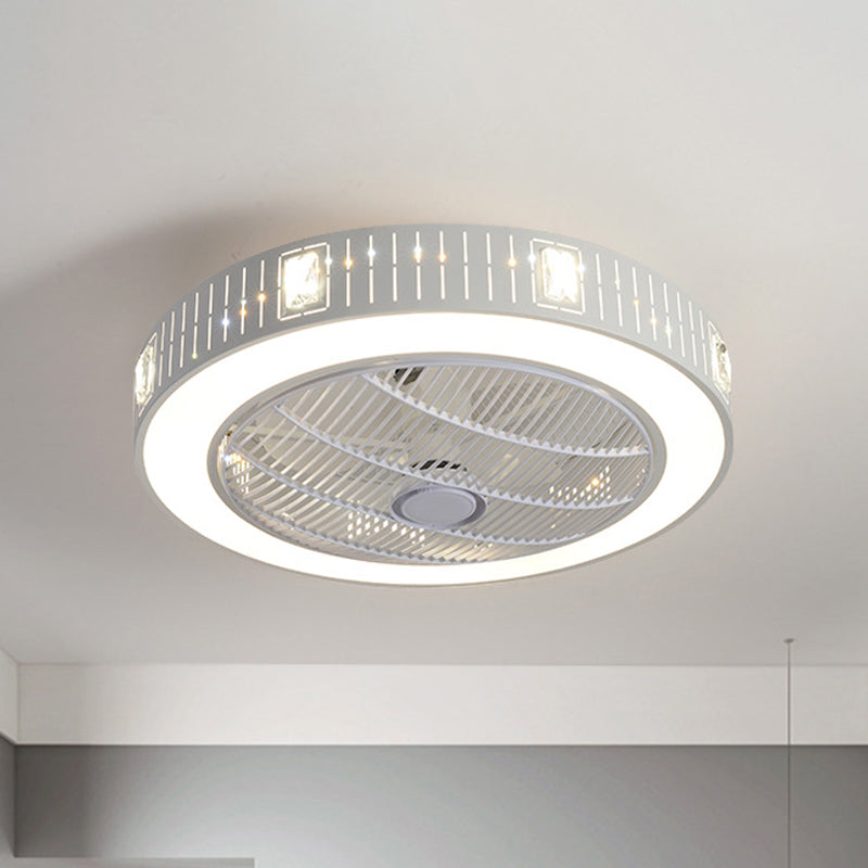 23 "W Round acrylique suspendu au ventilateur modernisme modernisme LED blanc semi-rince