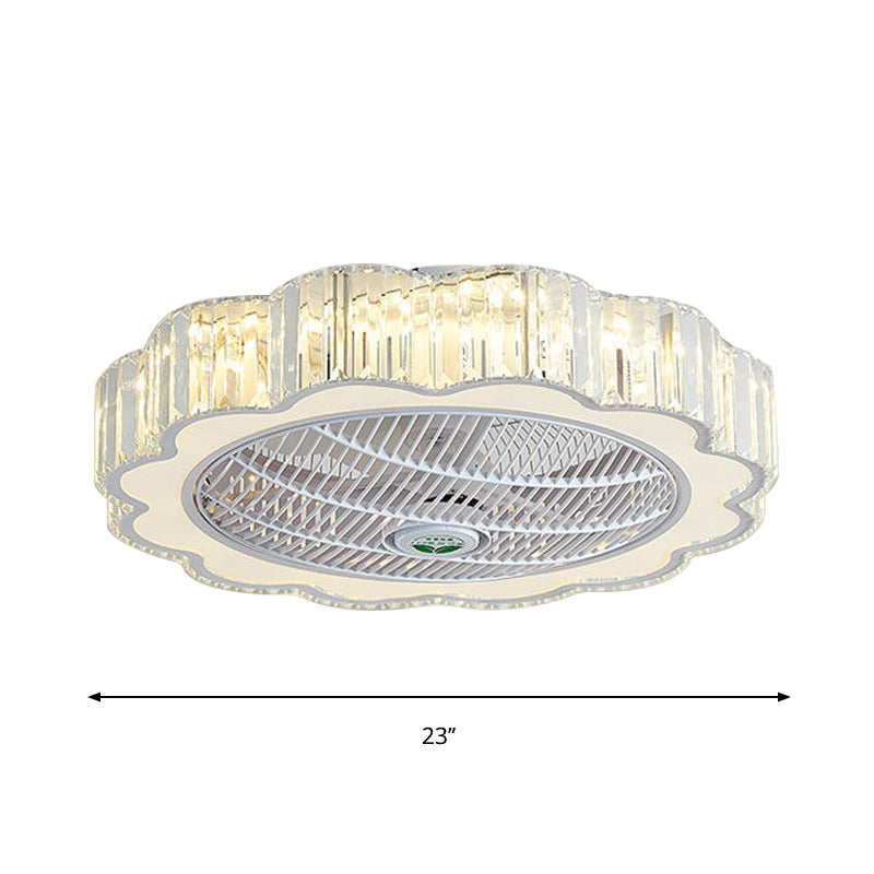 Crystal Rechteck Kreis halb flush minimalist 23 "breites LED-Deckenventilator mit 3-Blade