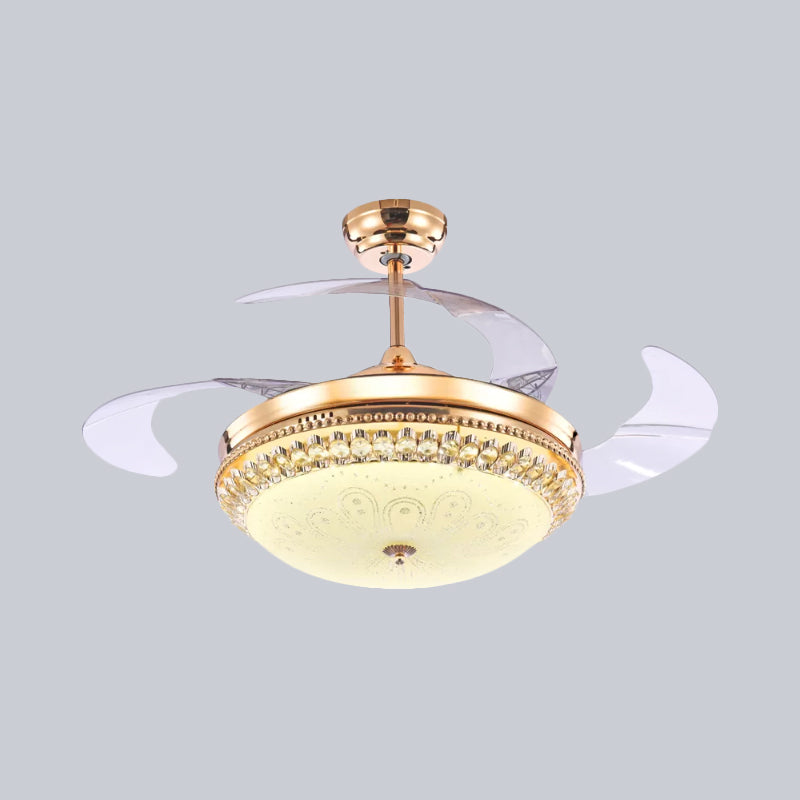 Dome a LED Gold Dome Appedisci lampada da ventola Minimalismo Minimaling Blade a 3 lame semi -monte illuminazione, largo 19 "