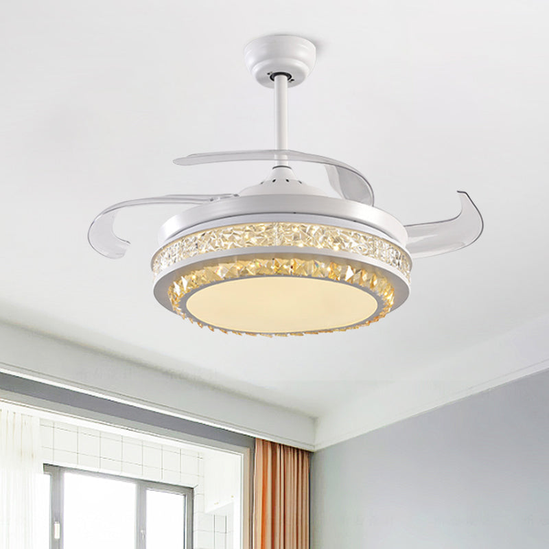 Handgeschnittenes kristallroundes Halbflush Mount Moderne 19 "W LED LED LED LED LEGENLICHE LABER Leuchte mit 4 Klingen