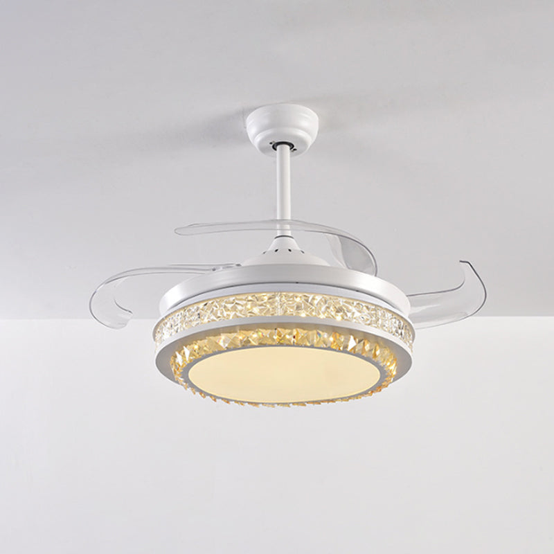 Handgeschnittenes kristallroundes Halbflush Mount Moderne 19 "W LED LED LED LED LEGENLICHE LABER Leuchte mit 4 Klingen