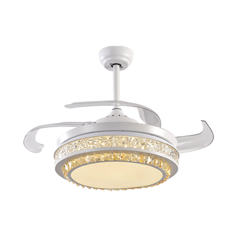 Handgeschnittenes kristallroundes Halbflush Mount Moderne 19 "W LED LED LED LED LEGENLICHE LABER Leuchte mit 4 Klingen