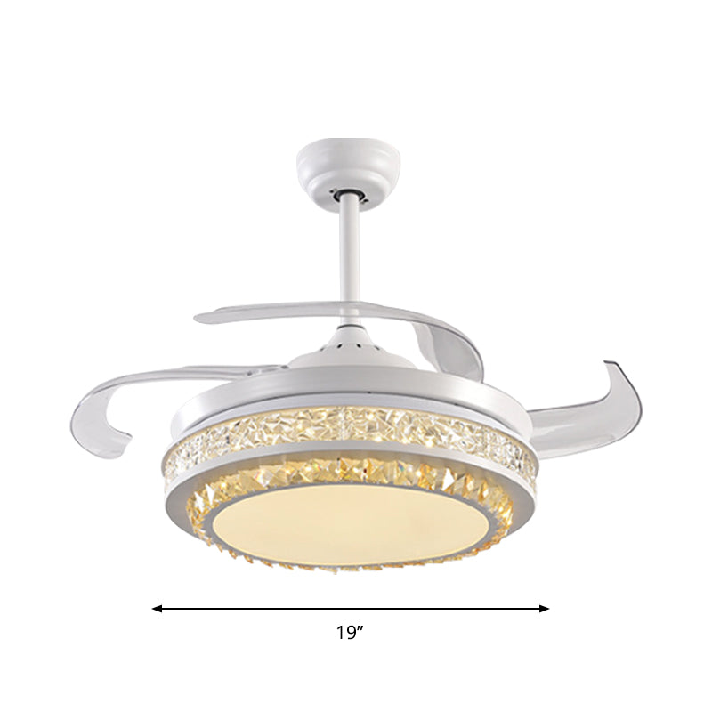 Handgeschnittenes kristallroundes Halbflush Mount Moderne 19 "W LED LED LED LED LEGENLICHE LABER Leuchte mit 4 Klingen