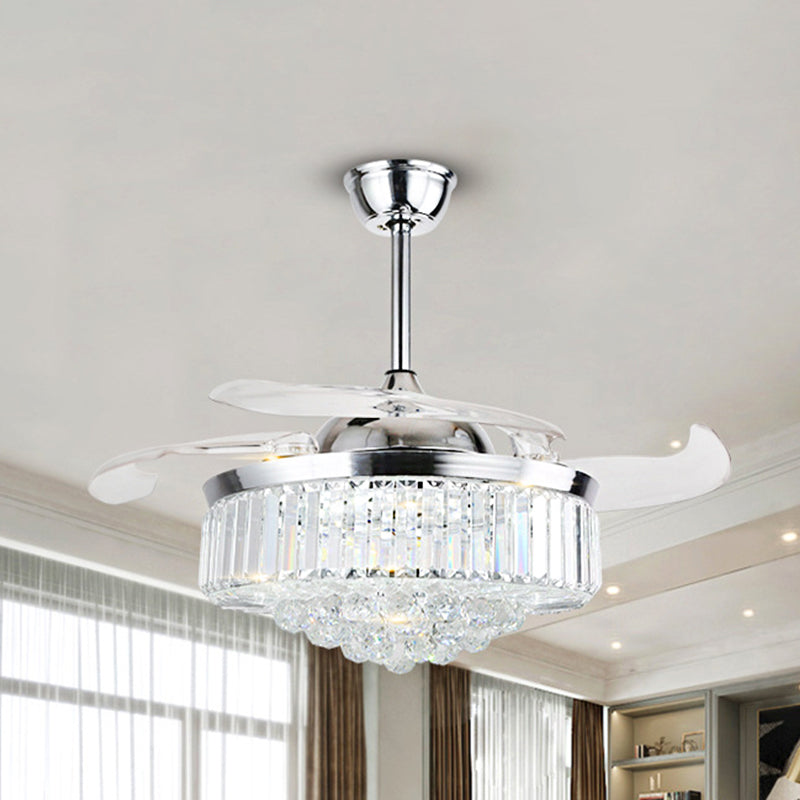 16 "W Circle Semi Mount Lighting Modernismus Kristall LED Chrom Anhängerleuchte Leuchte mit 3-Blade