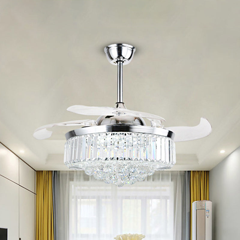 16 "W Circle Semi Mount Lighting Modernismus Kristall LED Chrom Anhängerleuchte Leuchte mit 3-Blade
