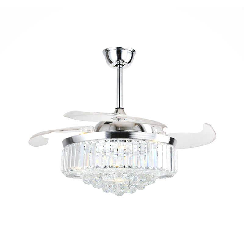 16 "W Circle Semi Mount Lighting Modernismus Kristall LED Chrom Anhängerleuchte Leuchte mit 3-Blade