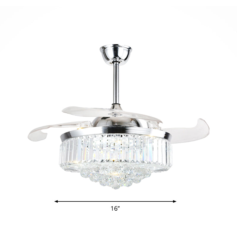 16 "W Circle Semi Mount Lighting Modernismus Kristall LED Chrom Anhängerleuchte Leuchte mit 3-Blade