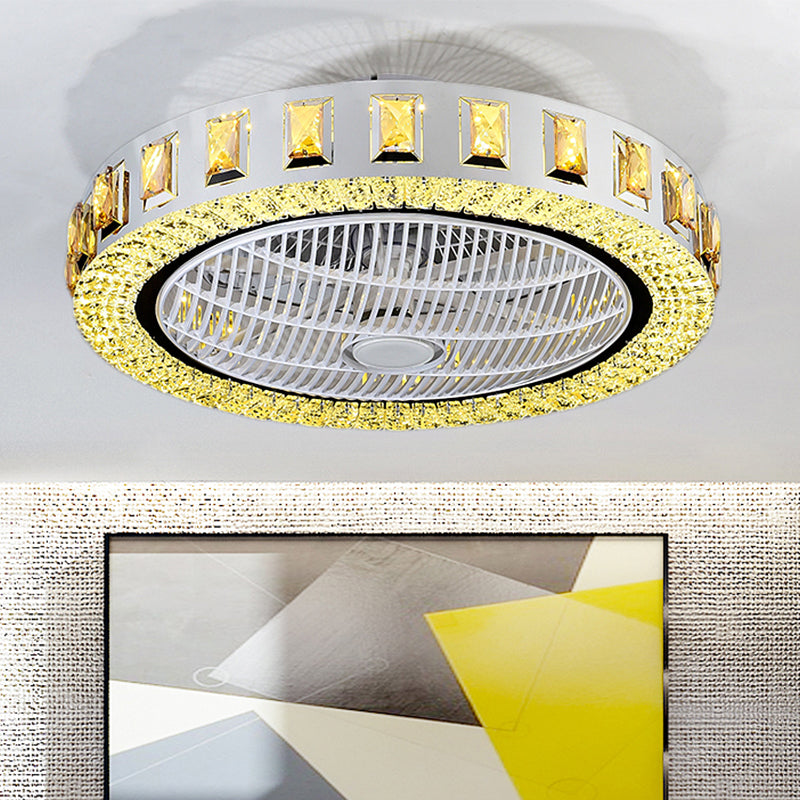 Round/bloemen helder kristal semi-spoelminimalisme 19,5 "breedte LED goud plafondventilator licht met 3-blade