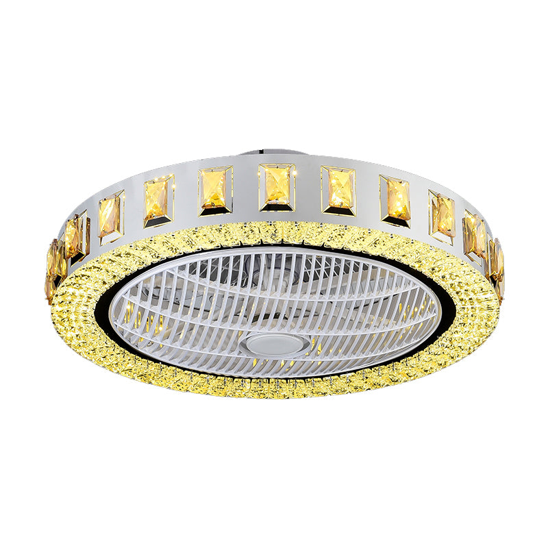 Semifulto di cristallo trasparente rotondo/floreale Minalismo da 19,5 "Larghezza Gold Affermazione Light con 3 pale