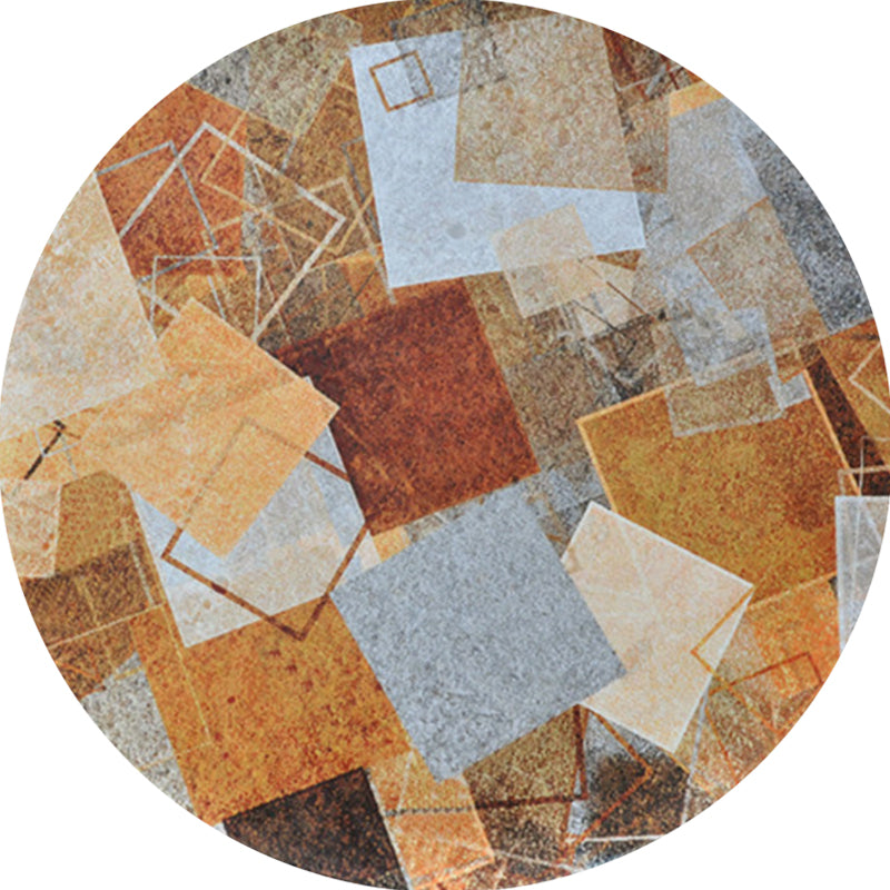 Unusual Geometric Pattern Rug Yellow Nordic Rug Polyester Pet Friendly Non-Slip Backing Washable Area Rug for Bedroom