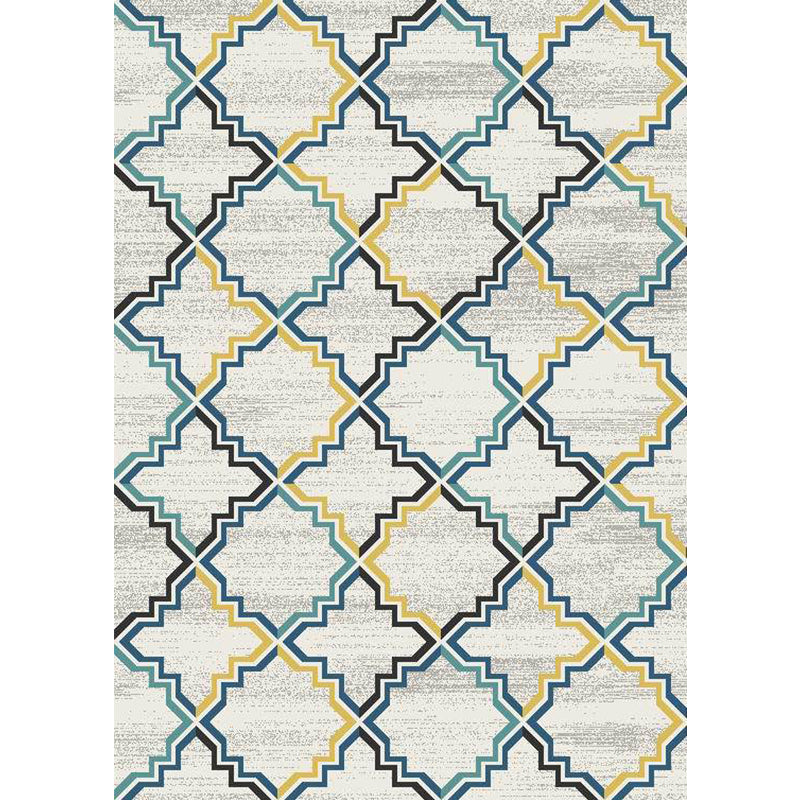Stylish Striped Pattern Rug with Flower Grey and Yellow Bohemian Rug Synthetics Pet Friendly Non-Slip Backing Washable Area Rug for Living Room