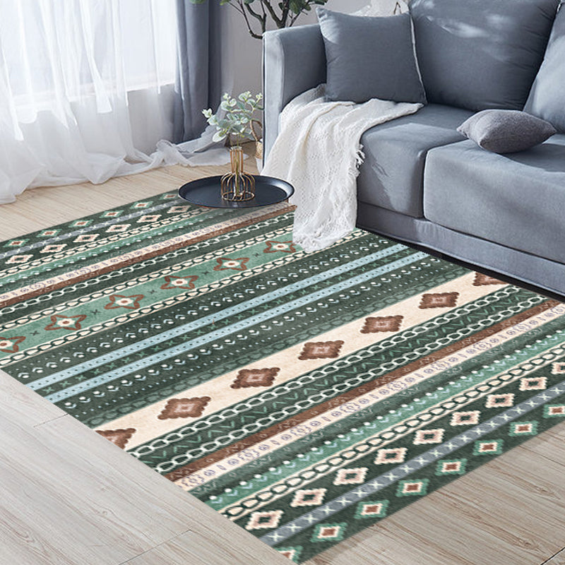 Mehrfarbiger Vintage-Teppich aus Polyester mit Stammesstreifenmuster, haustierfreundlich, waschbar, rutschfester Teppich zur Dekoration