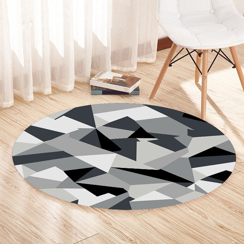 Mehrfarbiger zeitgenössischer Teppich aus Polyester mit geometrischem Muster, haustierfreundlich, maschinenwaschbar, rutschfester Teppich zur Dekoration