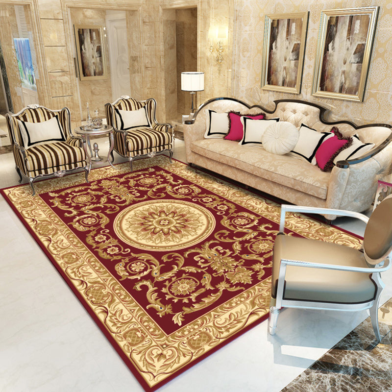 Retro-Medaillon-Muster Teppich mehrfarbiger Teppichsynthetik waschbarer Haustierfreundlicher Anti-Rutsch-Teppich für Wohnzimmer