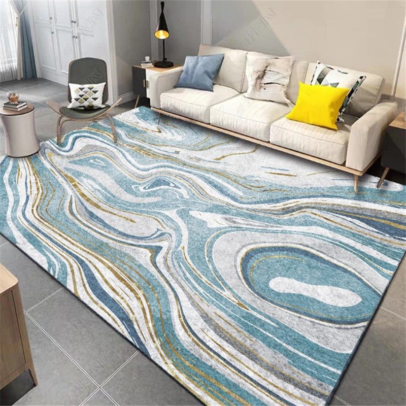 Novelty Watercolor Pattern Rug Swirl Stripe Multicolor Polyester Rug Washable Pet Friendly Non-Slip Area Rug for Living Room