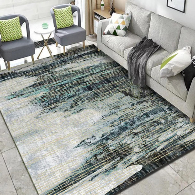 Novelty Watercolor Pattern Rug Swirl Stripe Multicolor Polyester Rug Washable Pet Friendly Non-Slip Area Rug for Living Room
