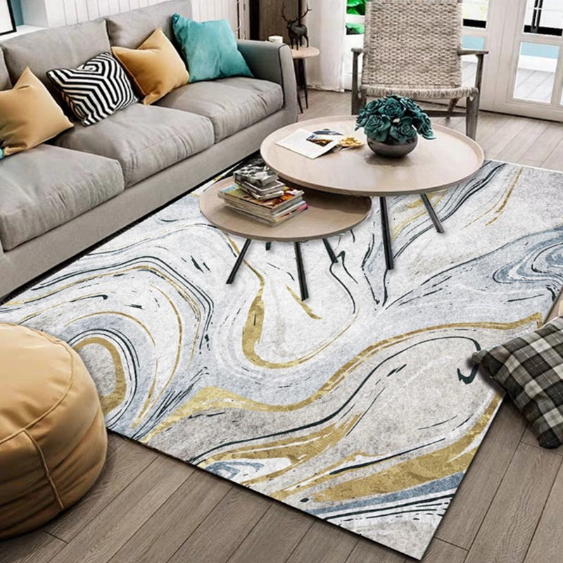 Novelty Watercolor Pattern Rug Swirl Stripe Multicolor Polyester Rug Washable Pet Friendly Non-Slip Area Rug for Living Room