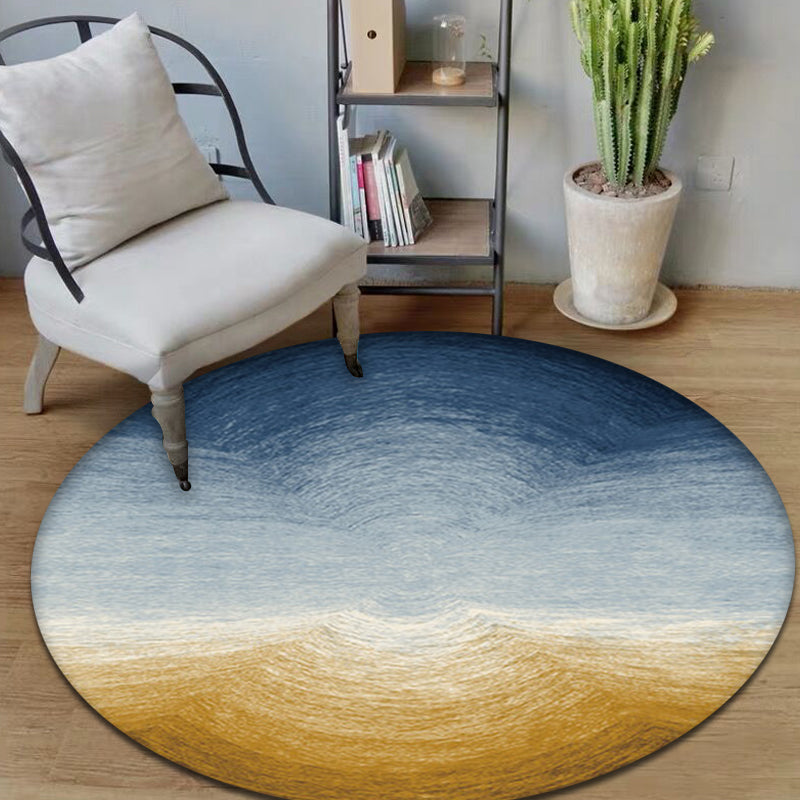 Blue and Yellow Nordic Rug Synthetics Ombre Pattern Rug Pet Friendly Machine Washable Anti-Slip Backing Carpet for Decoration